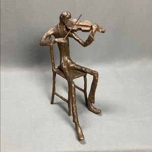 Metal (Bronze?) Violinist/Violist Sculpture